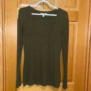 Express V-neck sweater, army green, size M
